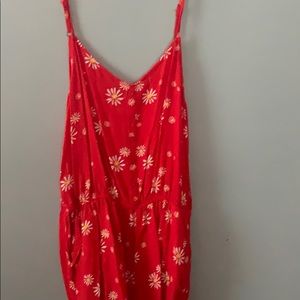 red flower romper